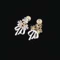 Elegant Sweet Zircon Flower Bowknot Stud & Clip On No Piercing Alloy Bridal Party Earrings