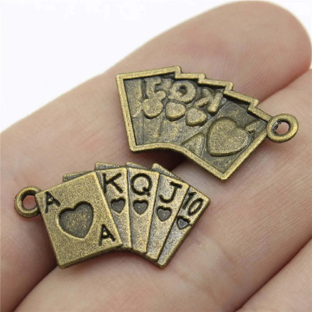 24x13mm 1.3g Multicolor Zinc Alloy Playing Card Charm Pendant for Bracelet Necklace Jewelry Making
