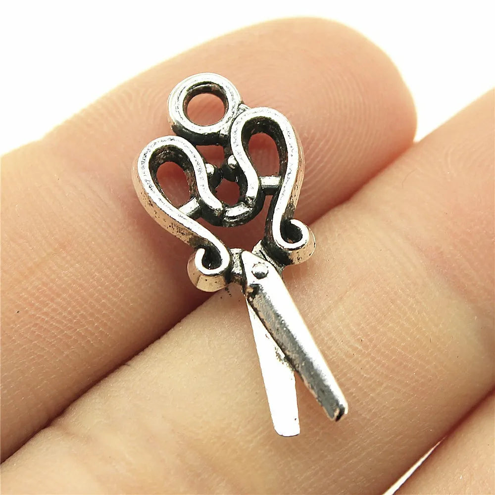 27x12mm 1.3g Antique Silver Zinc Alloy Scissors Charm Pendant for DIY Bracelet Necklace Jewelry