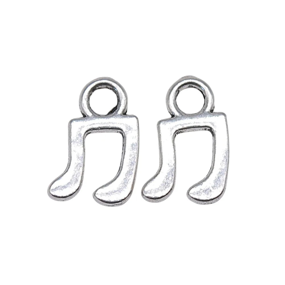 11x7mm 0.3g Antique Silver Zinc Alloy Music Note Charm Pendant for DIY Necklace Bracelet Jewelry Making