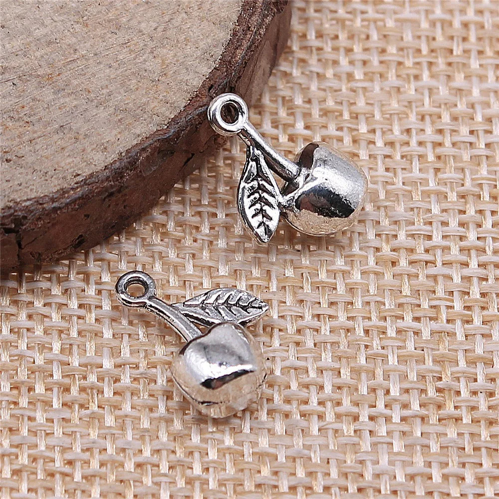 15x10mm 1.5g Antique Silver Zinc Alloy Apple Charm Pendant for DIY Bracelet Necklace Making