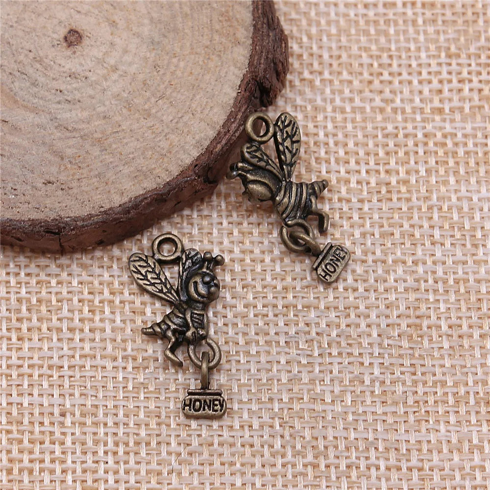 19x12mm 1.4g Multicolor Zinc Alloy Bee Charm Pendant for DIY Necklace Bracelet Jewelry Making