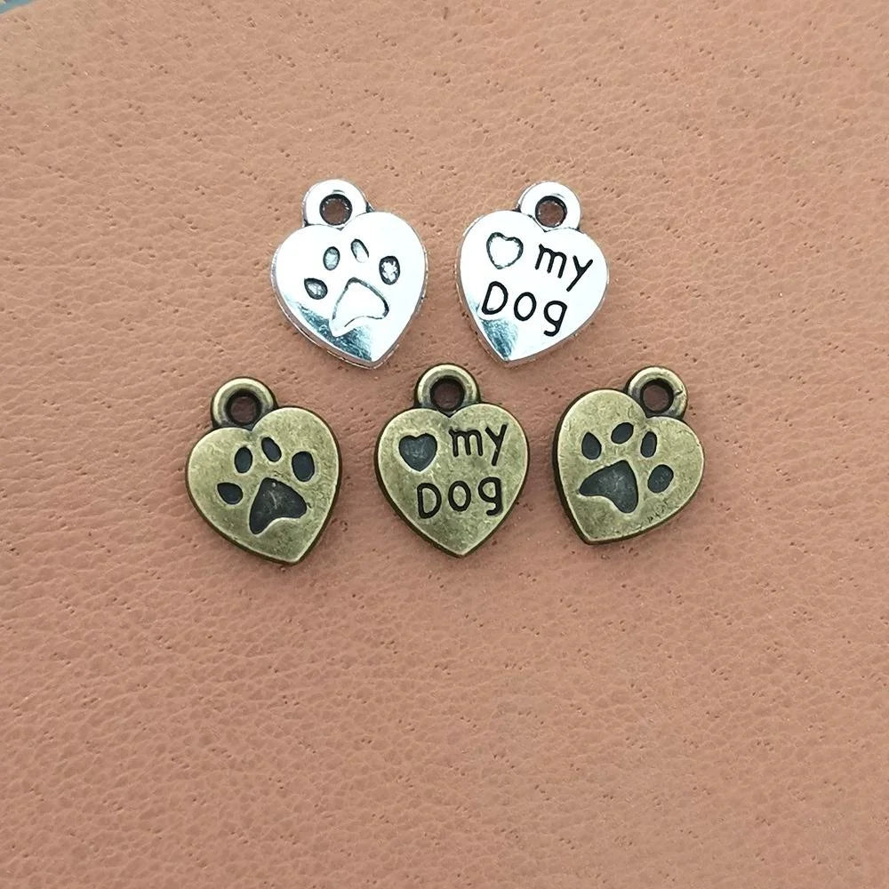 13x10MM Zinc Alloy Dog Heart Charm Pendant for DIY Necklace Bracelet Jewelry Making