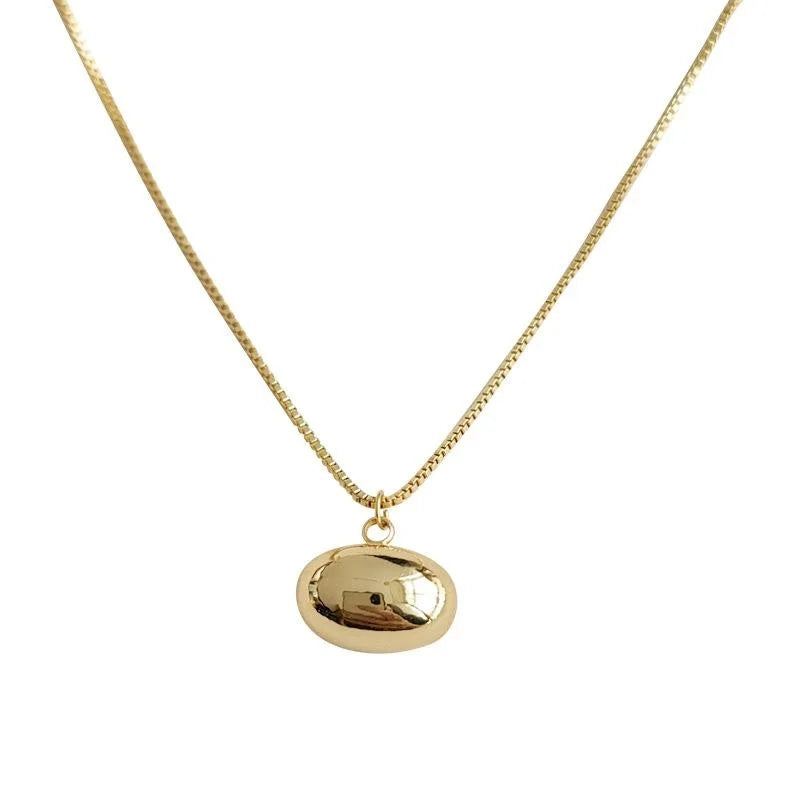 Premium Minimalist Oval Geometric 14K Gold Plated Copper Collarbone Necklace For Office Lady
