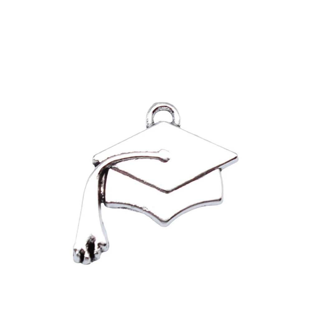 22x24mm 2.2g Antique Silver Zinc Alloy Graduation Cap Charm Pendant for DIY Necklace Bracelet Making