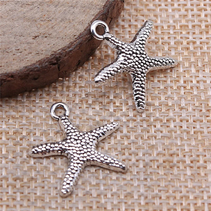 18x19mm 0.9g Antique Silver Zinc Alloy Starfish Charm Pendant for DIY Bracelet Necklace Jewelry Making