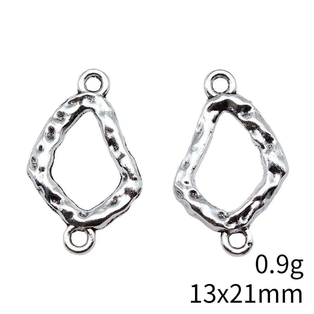 13x21mm 0.9g Zinc Alloy Hammered Geometric Connector Charm for DIY Earring Bracelet Jewelry Making