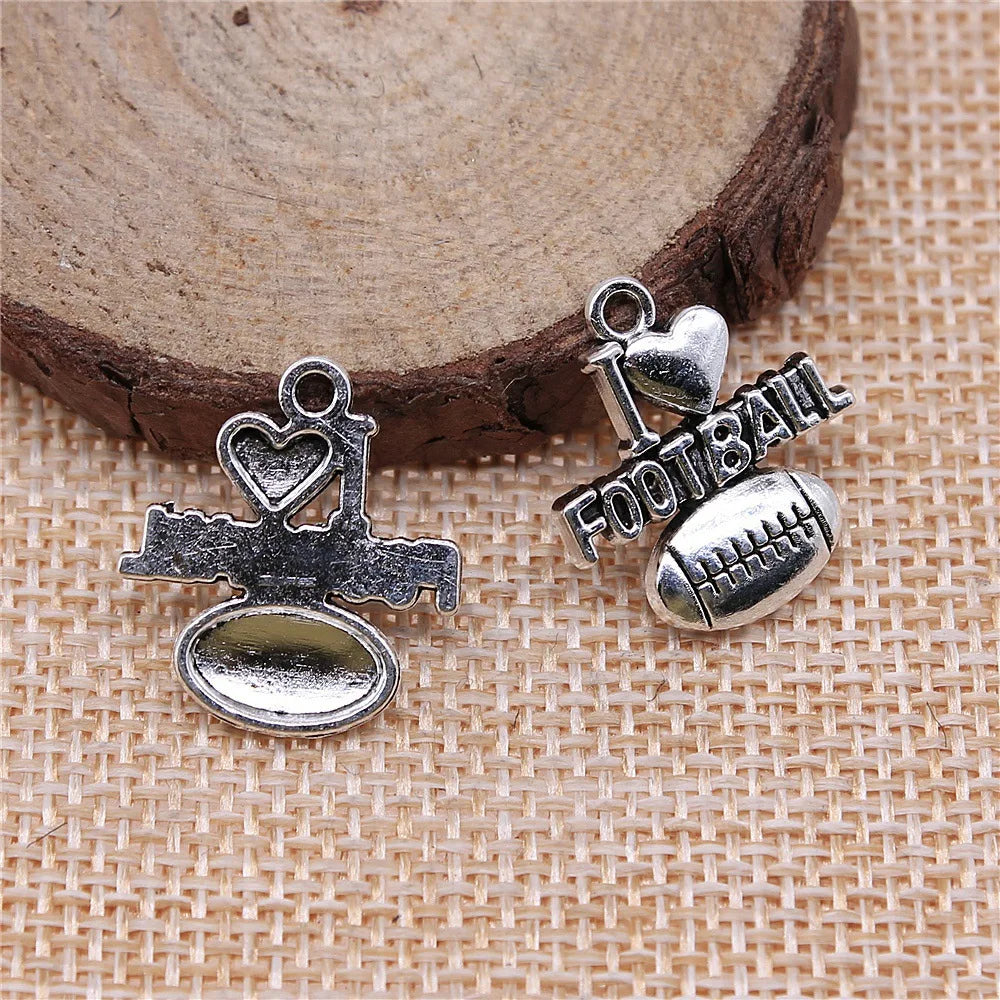 20x18mm 2g Multicolor Zinc Alloy I Love Soccer Charm Pendant for DIY Sports Jewelry Making