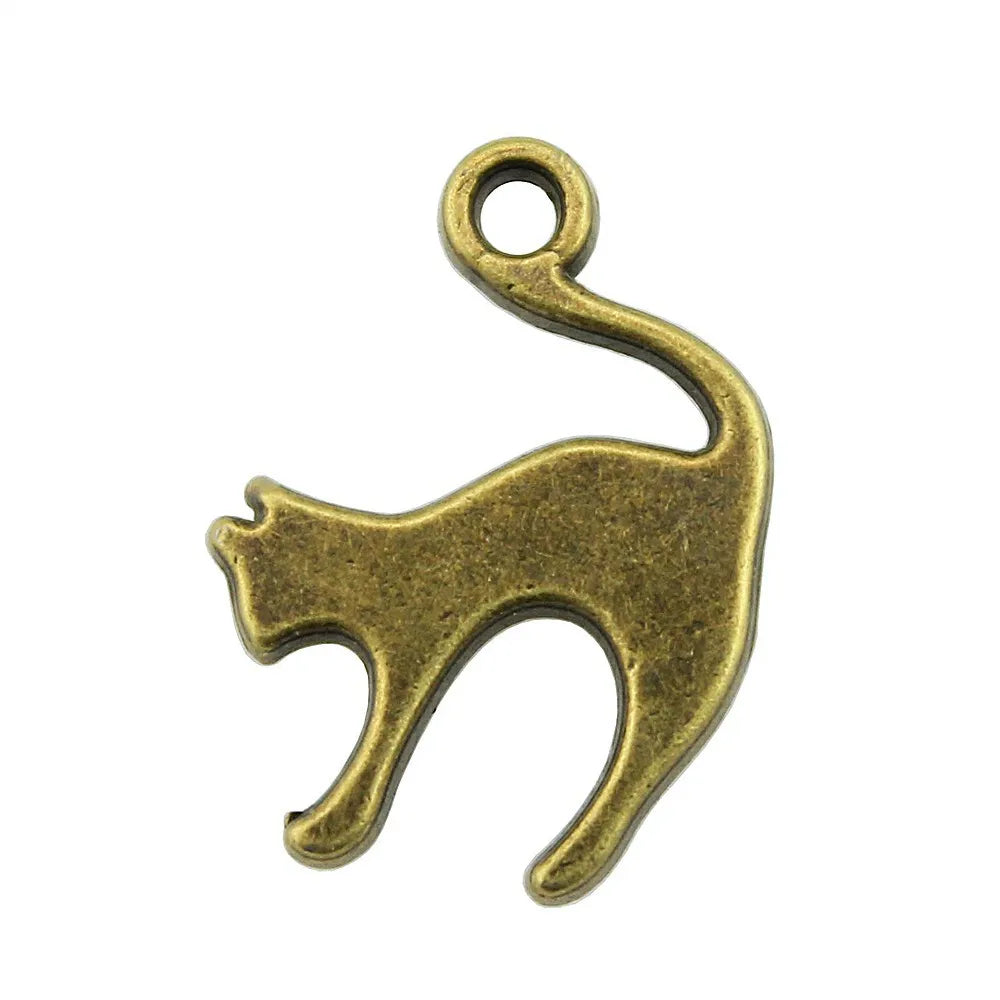 19x14mm 1.1g Multicolor Zinc Alloy Cat Charm Pendant for DIY Necklace Bracelet Jewelry Making