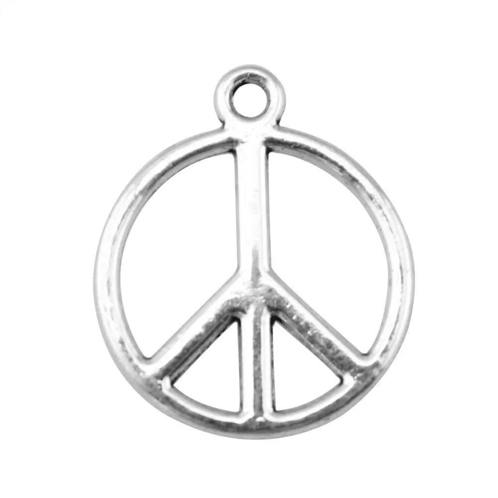 21x17mm 0.9g Antique Silver Zinc Alloy Peace Symbol Charm Pendant for DIY Necklace Bracelet Making