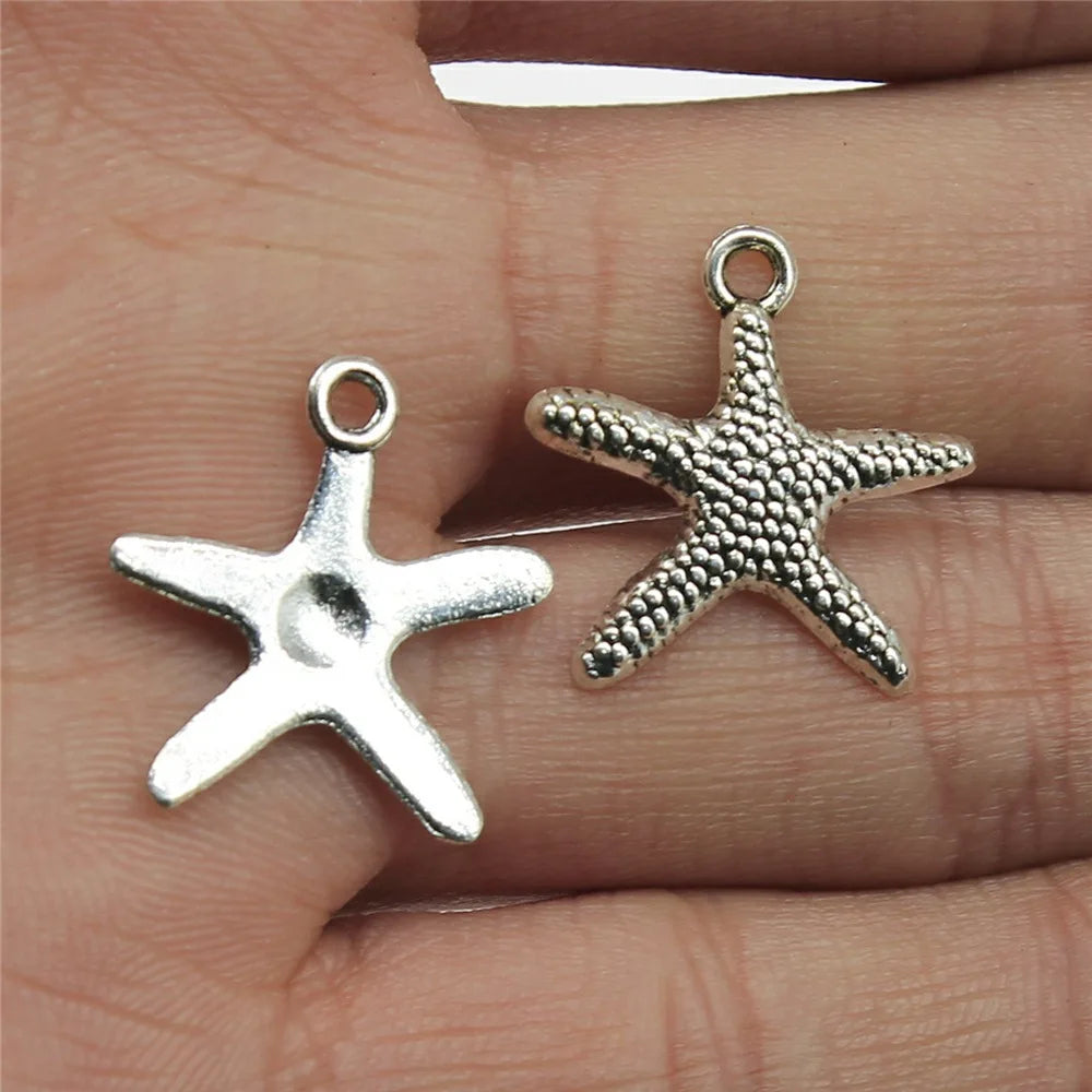 18x19mm 0.9g Antique Silver Zinc Alloy Starfish Charm Pendant for DIY Bracelet Necklace Jewelry Making