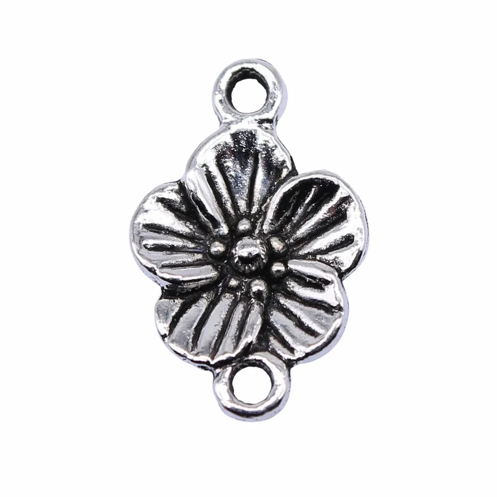 17x11mm 0.8g Multi Color Zinc Alloy Flower Connector Charm for DIY Necklace Bracelet Making