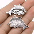 21x35mm 2.8g Zinc Alloy Best Friends Dolphin Charm Pendant for DIY Necklace Bracelet Jewelry Making