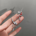 Sweet Cool Irregular Liquid Waterdrop Zircon Copper Stud Earrings With Silver Plated Posts