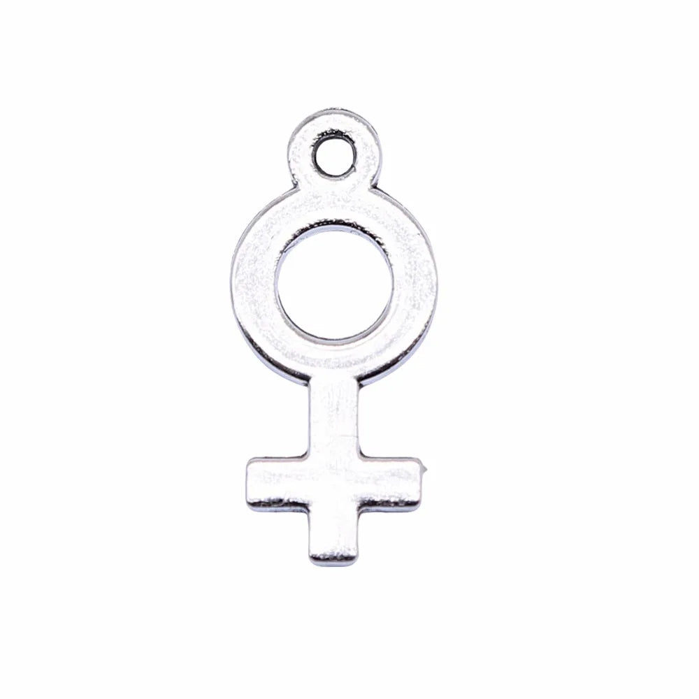 18x8mm 0.6g Antique Silver Zinc Alloy Female Symbol Charm Pendant for DIY Necklace Bracelet
