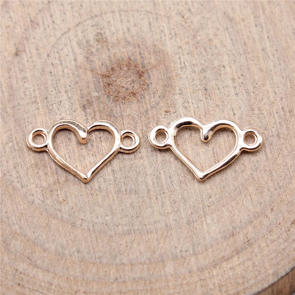 15x9mm 0.25g Multicolor Zinc Alloy Hollow Heart Connector Charm for DIY Bracelet Jewelry Making