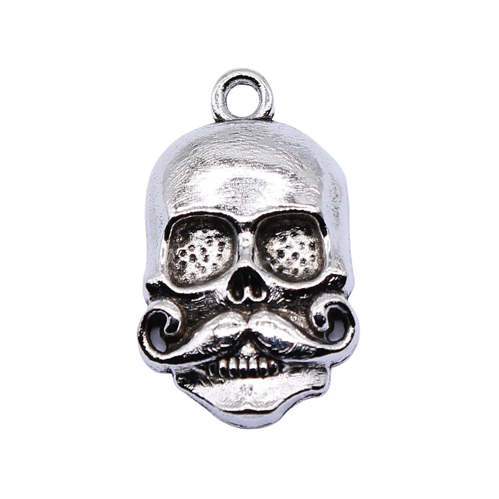 14x22mm 1.4g Antique silver zinc alloy Mustache Skull charm pendant for DIY necklace jewelry making