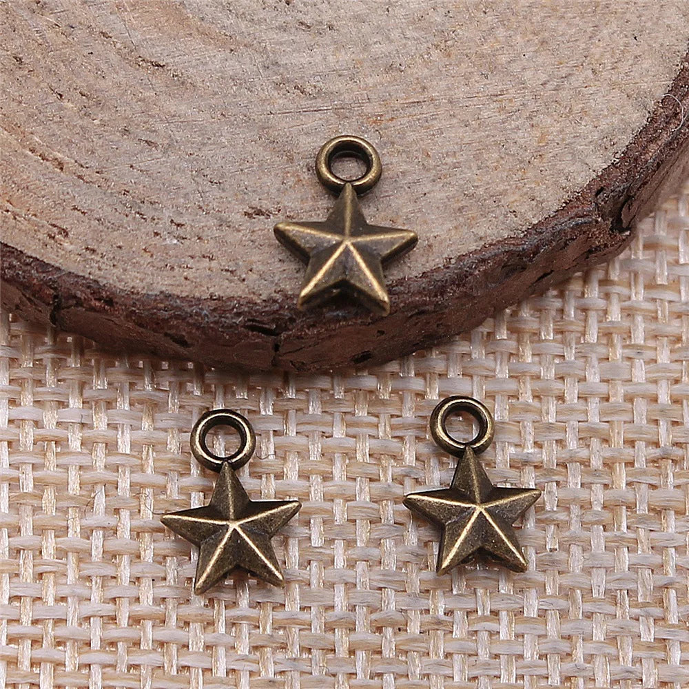 8x11mm 0.4g Multicolor Zinc Alloy Five-Point Star Charm Pendant for DIY Necklace Bracelet Making