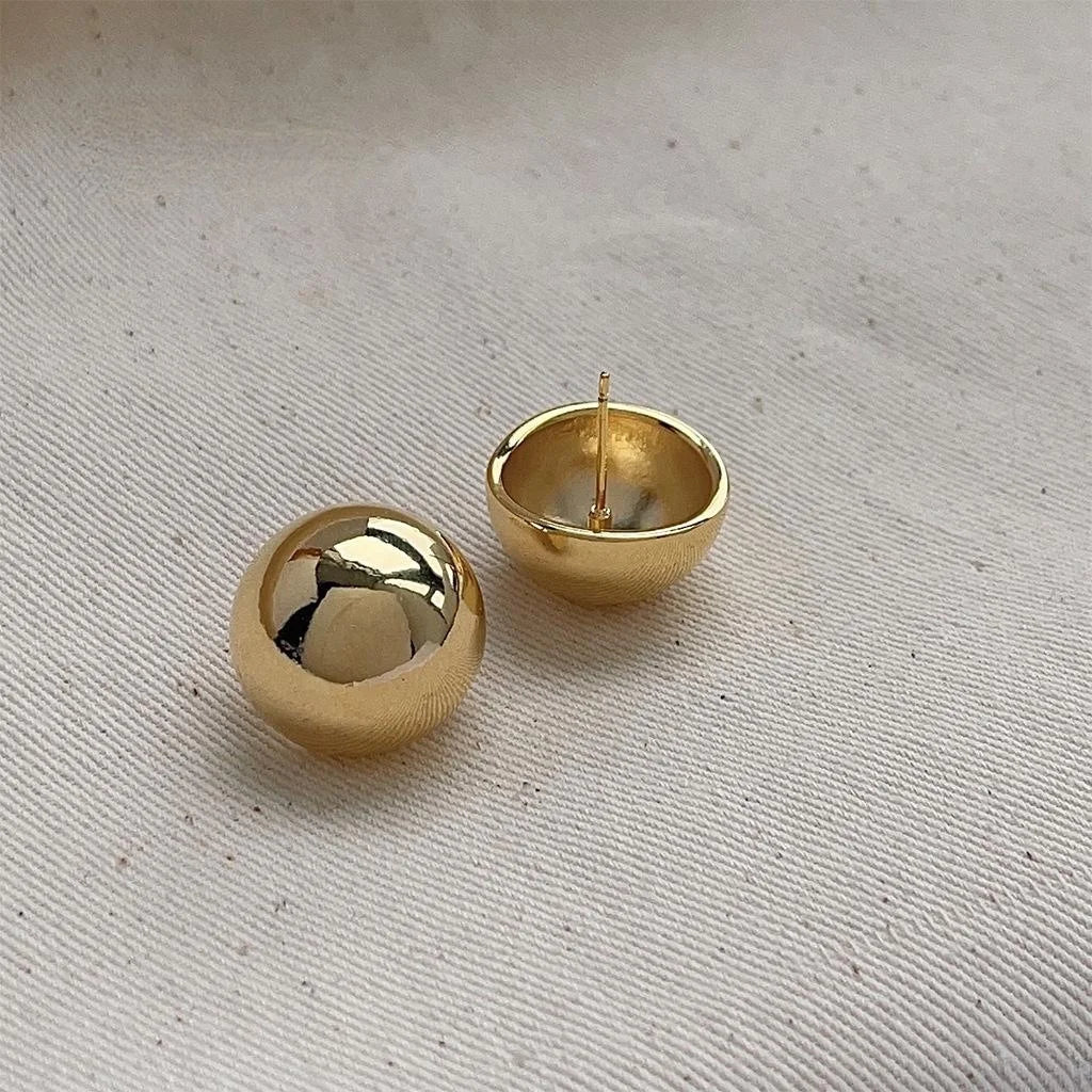 18K Gold Plated Copper Round Oval Geometric Drop Earrings For Women Light Luxury