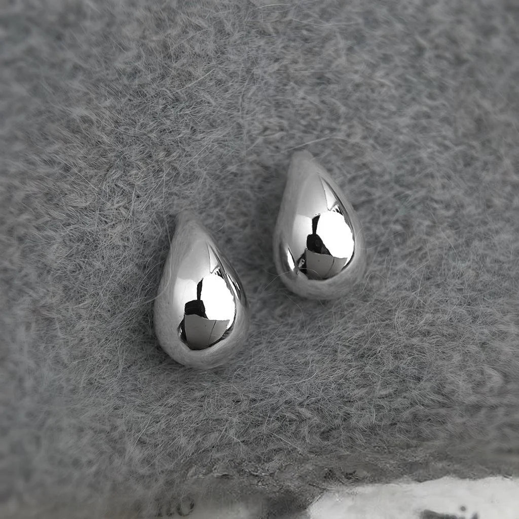 Minimalist Polished Metal Hollow Teardrop Chili Drop Earrings For Women Geometric Fashion Jewelry