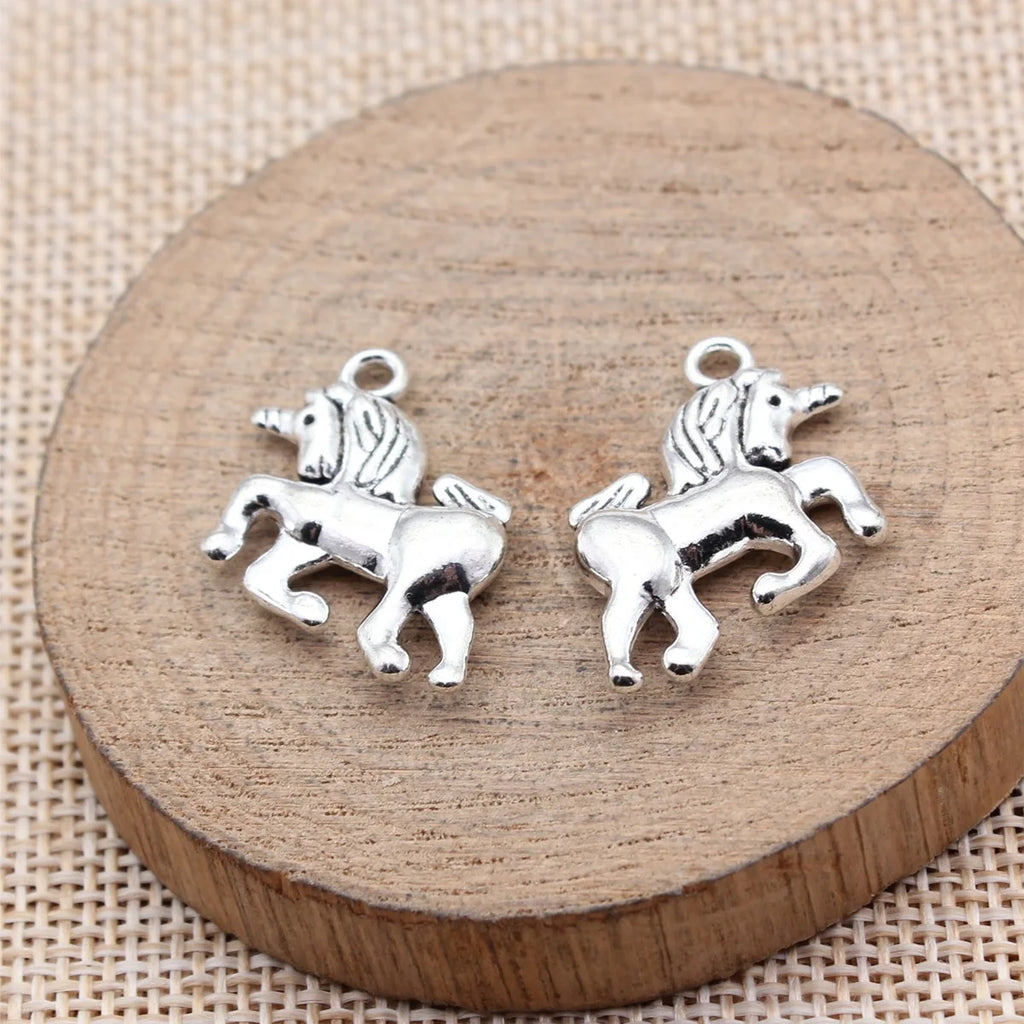 27x19mm 3.4g Antique Silver Tone Zinc Alloy Unicorn Charm Pendant for Necklace Bracelet DIY Jewelry