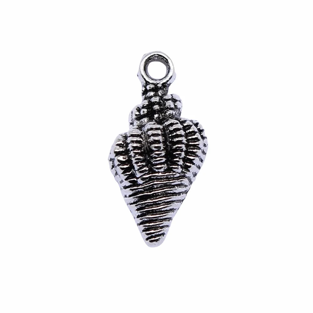 19x10mm 0.8g Antique Silver Zinc Alloy Conch Shell Charm Pendant for DIY Ocean Theme Jewelry Making
