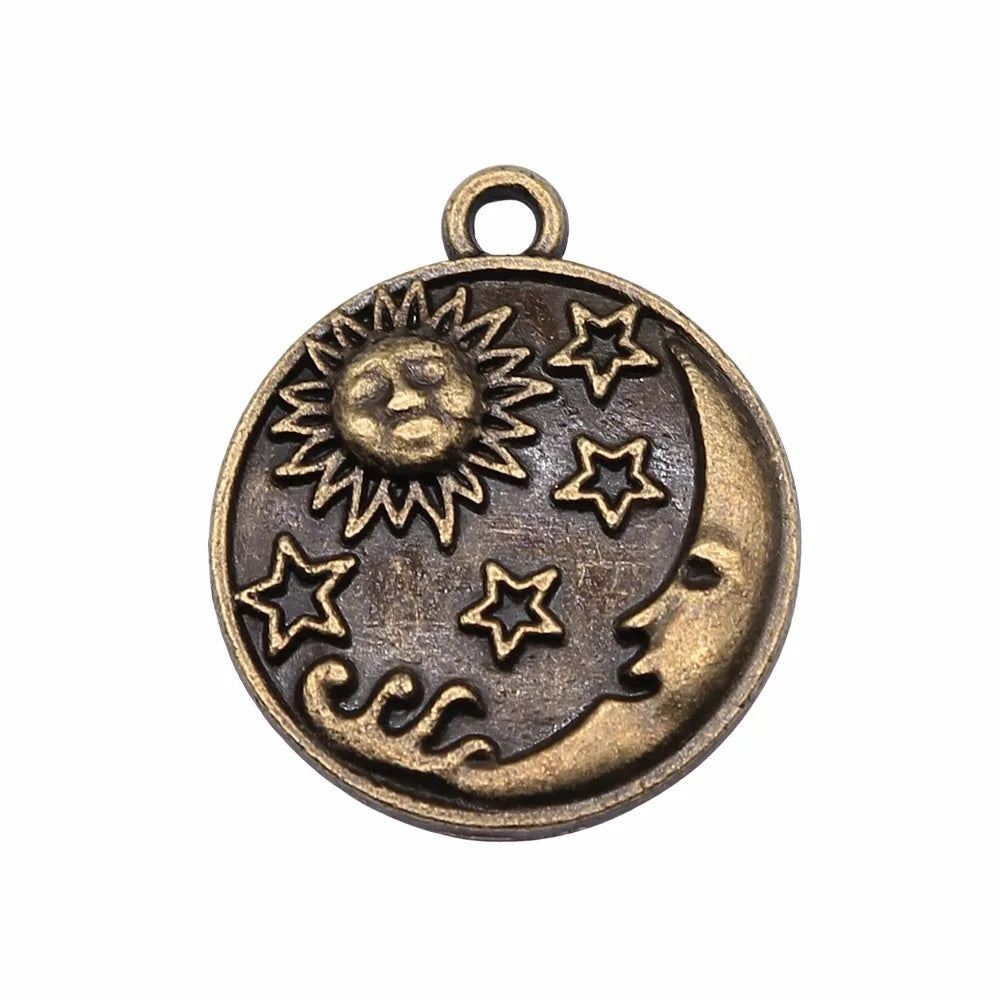 23x20mm 2.4g Multicolor Zinc Alloy Sun Star Moon Charm Pendant for DIY Necklace Bracelet Making