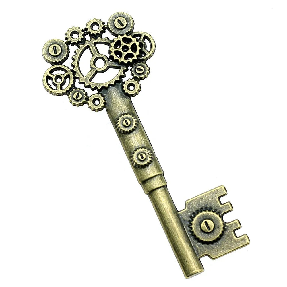 71x30mm 7g Multicolor Zinc Alloy Gear Key Charm Pendant for Steampunk Bracelet Necklace Making