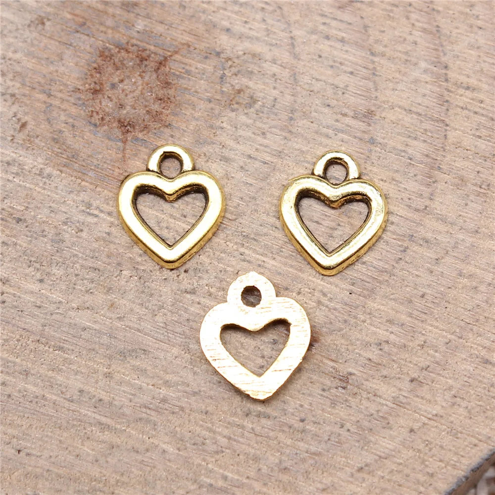 8x7mm 0.12g Multicolor Zinc Alloy Hollow Heart Charm Pendant for DIY Doll Clothes Jewelry Making