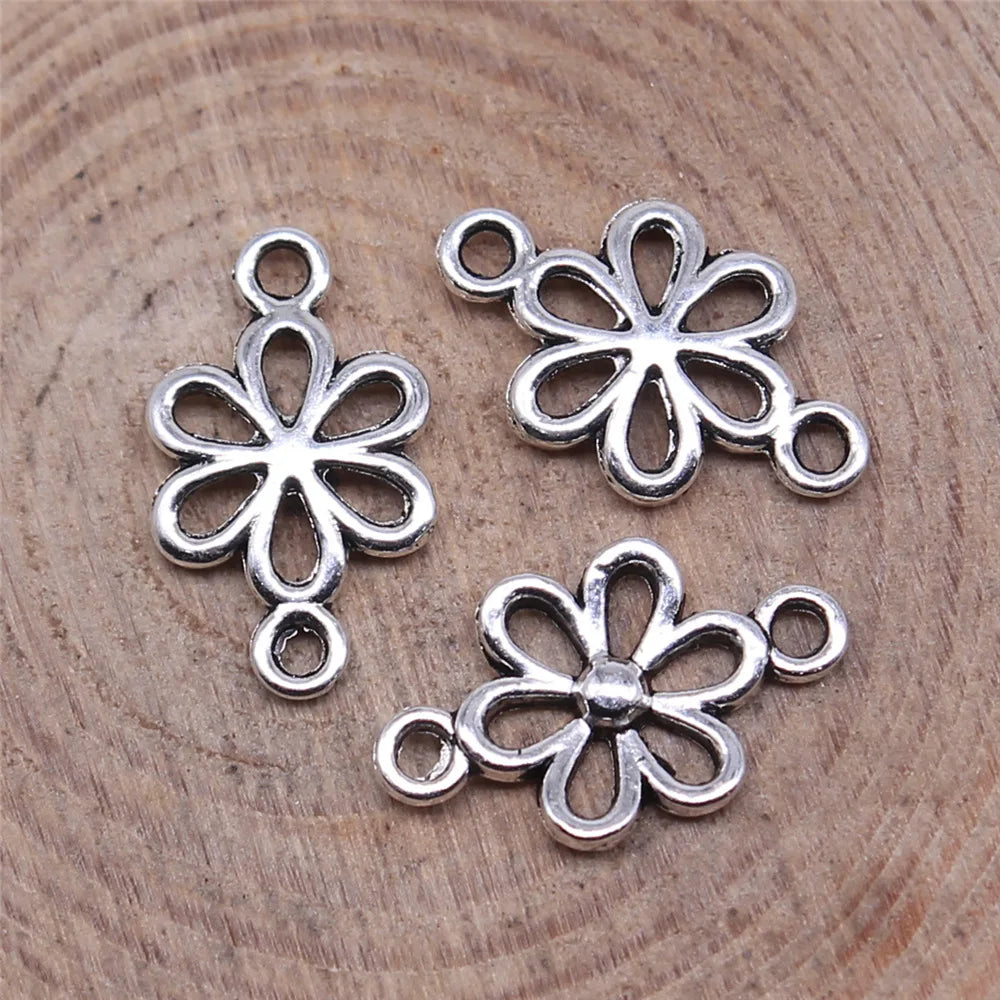 15x9mm 0.4g Multicolor Zinc Alloy Flower connector charm for DIY bracelet necklace making