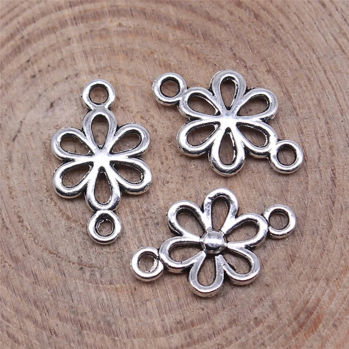 15x9mm 0.4g Multicolor Zinc Alloy Flower connector charm for DIY bracelet necklace making