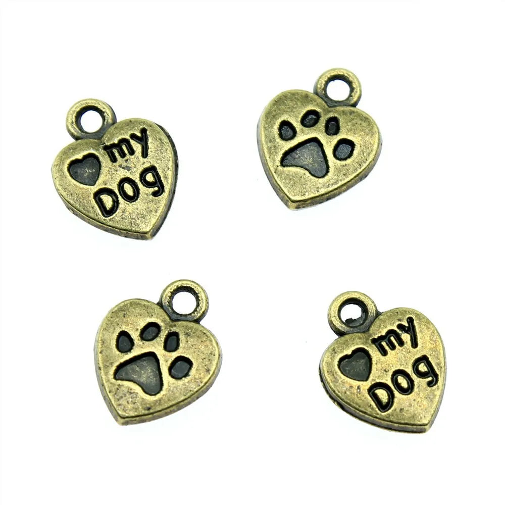 13x10mm 1.2g Multicolor Zinc Alloy Dog Paw Charm Pendant for DIY Necklace Bracelet Jewelry Making