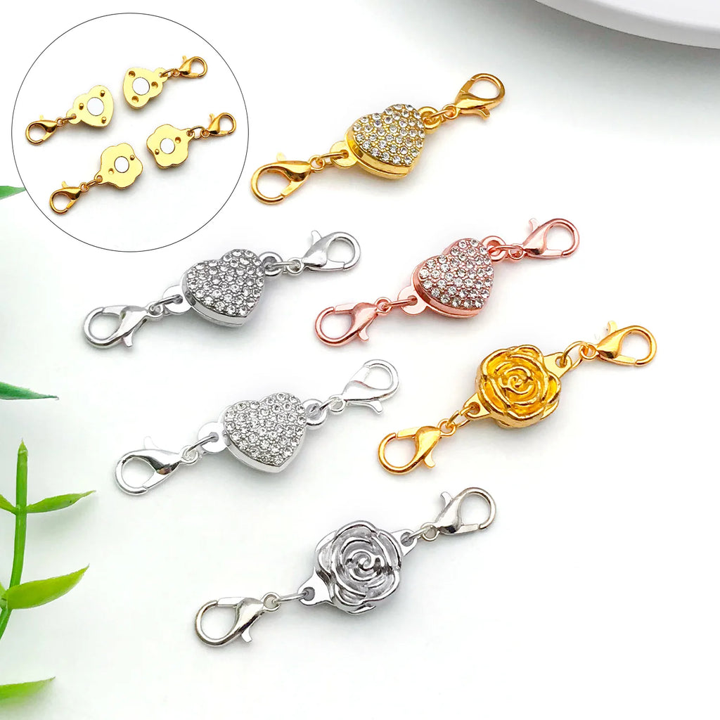 Iron Rose Flower Heart Magnetic Clasp Connector for DIY Bracelets and Necklaces