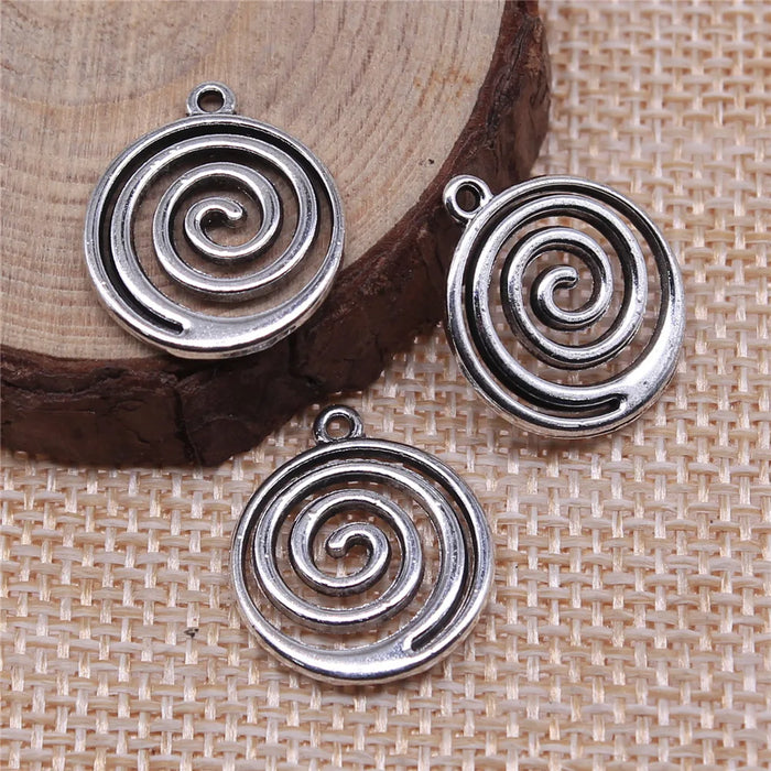 17x17mm 1.7g Antique Silver Zinc Alloy Swirl Charm Pendant for DIY Bracelet Necklace Jewelry Making