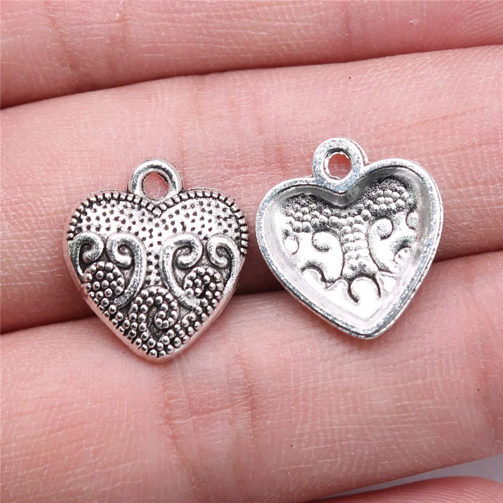 17x16mm 1.2g Multicolor Zinc Alloy Heart Charm Pendant for DIY Necklace Bracelet Jewelry Making
