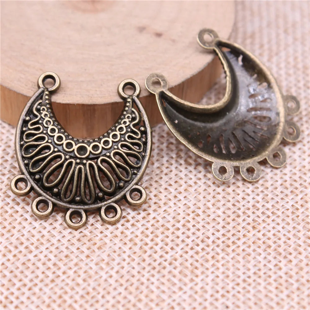 31x26mm 2.8g Multicolor Zinc Alloy Half Moon Earring Connector Charms for DIY Earrings Jewelry Making