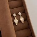Light Luxury Snowflake Star Zircon Micro Pave Copper Drop Earrings