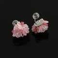 Elegant Pink Beaded Flower Alloy Stud & Clip On No Piercing Handmade Spiral Pearl Drop Earrings