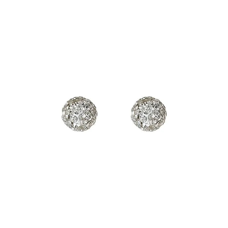 Glass Rhinestone Round Ball Stud Earrings Sparkling Geometric Full Rhinestone Light Luxury Style
