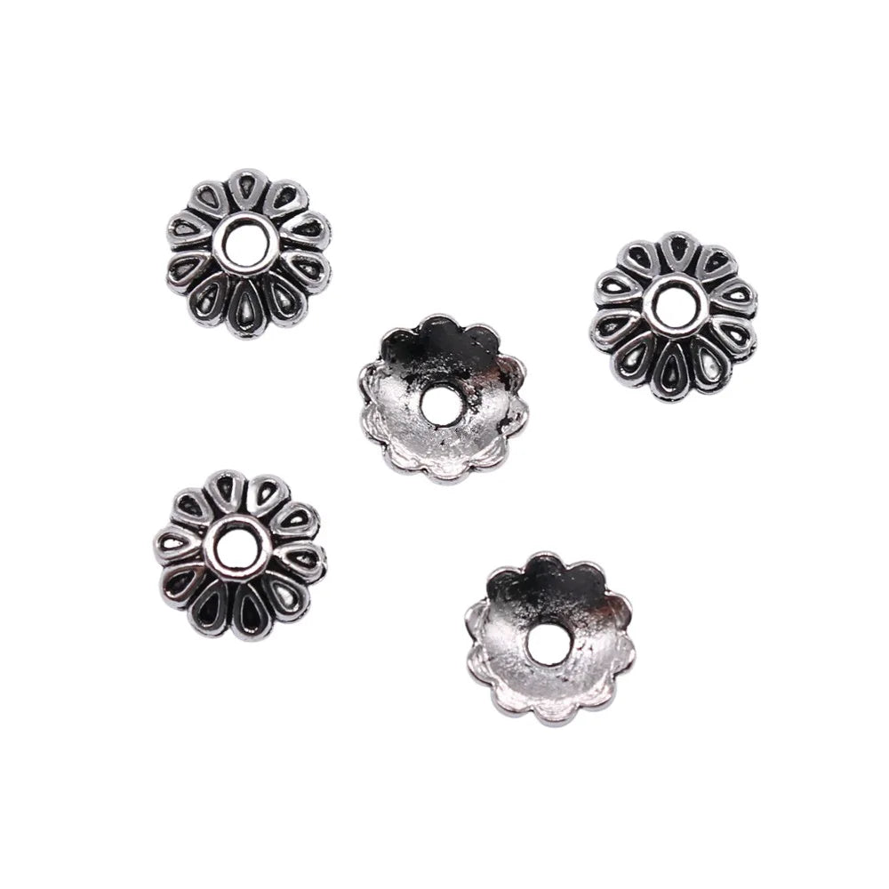 8x8x3mm 0.21g Multicolor Zinc Alloy Flower Bead Caps Spacer Findings for DIY Bracelet Jewelry Making