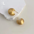 Light Luxury Copper Waterdrop Hoop Earrings Matte Smooth C Shape Minimalist Commuter Jewelry