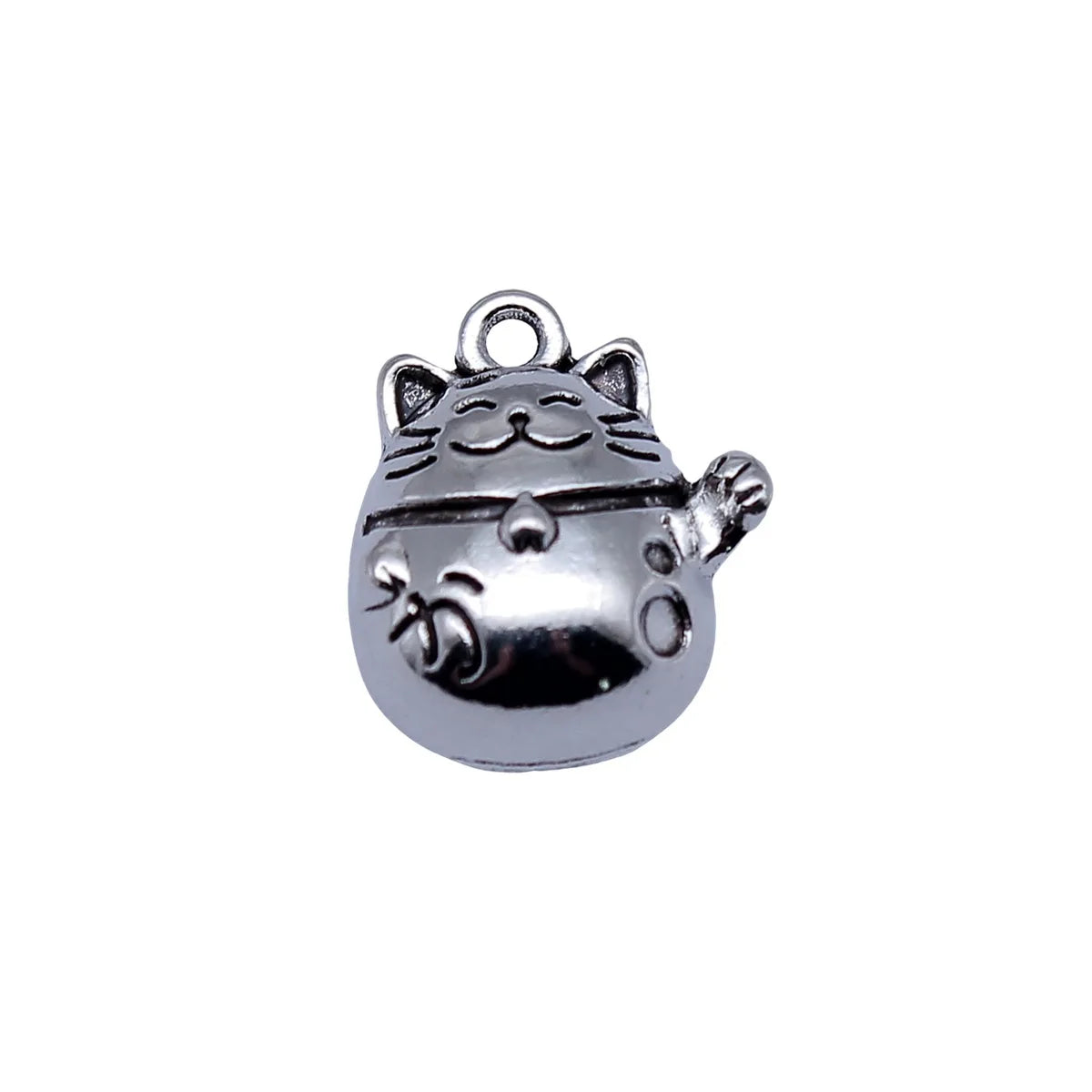 17.5x14.7mm 1.85g Antique Silver Zinc Alloy Lucky Cat Charm Pendant for DIY Necklace Bracelet Jewelry