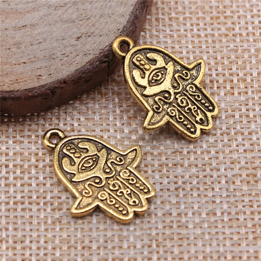 24x19mm 2.1g Multicolor Zinc Alloy Eye Hamsa Hand Charm Pendant for DIY Protective Jewelry Making