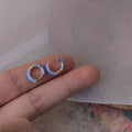 14K Gold Plated Copper Blue C Shape Enamel Geometric Drop Earrings For Women Korean Style