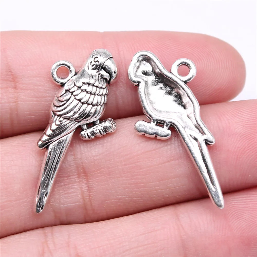 33x16mm 2.67g Antique Silver Zinc Alloy Parrot Charm Pendant for DIY Necklace Bracelet Jewelry Making