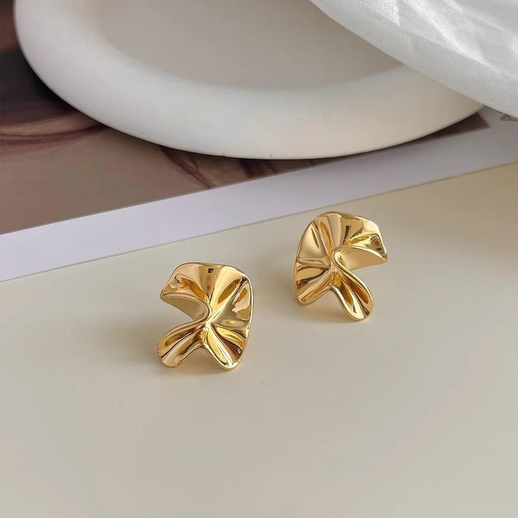 14K Gold Plated Copper Irregular Geometric Drop Earrings Luxury Fashion Jewelry for Women
