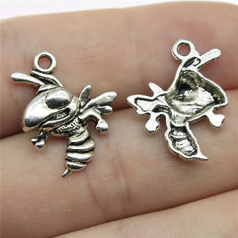 21x17mm 1g Antique Silver Zinc Alloy Bee Charm Pendant for DIY Necklace Bracelet Jewelry Making