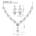 Elegant Silver Alloy Rhinestone Vine Flower Necklace And Earrings Jewelry Set For Bridal Wedding Party Gift