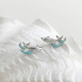 Silver Plated Copper Whale Dolphin Stud Earrings Ocean Animal Designer Sweet Cool Jewelry
