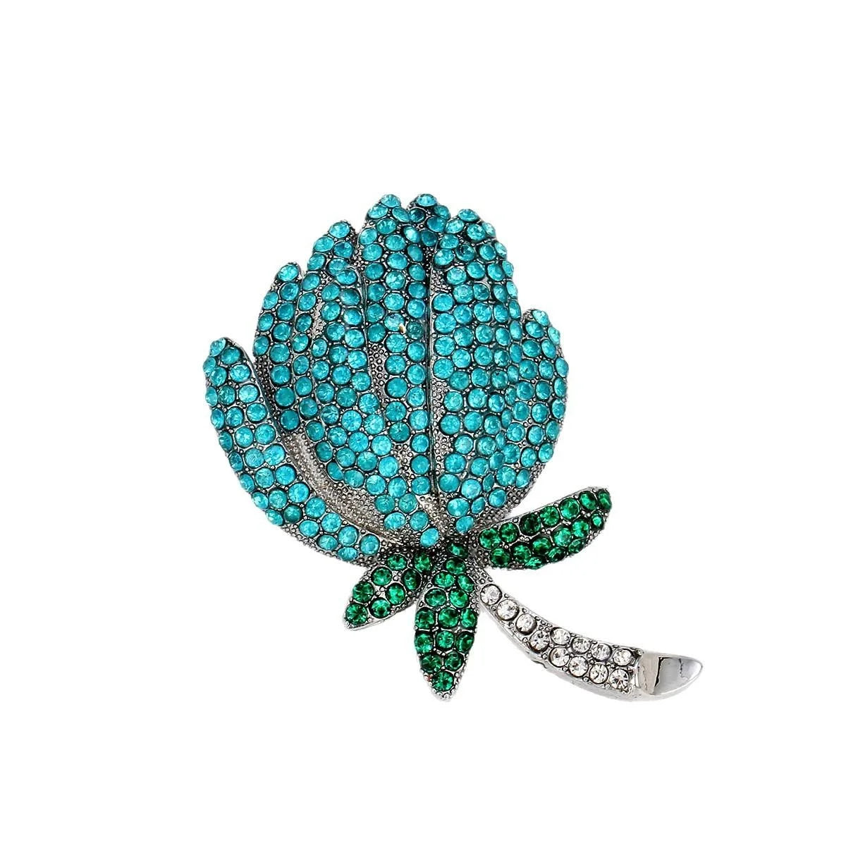 Luxury Tulip Flower Rhinestone Brooch, Elegant Alloy Crystal Lapel Pin Corsage Suit Accessory Gift